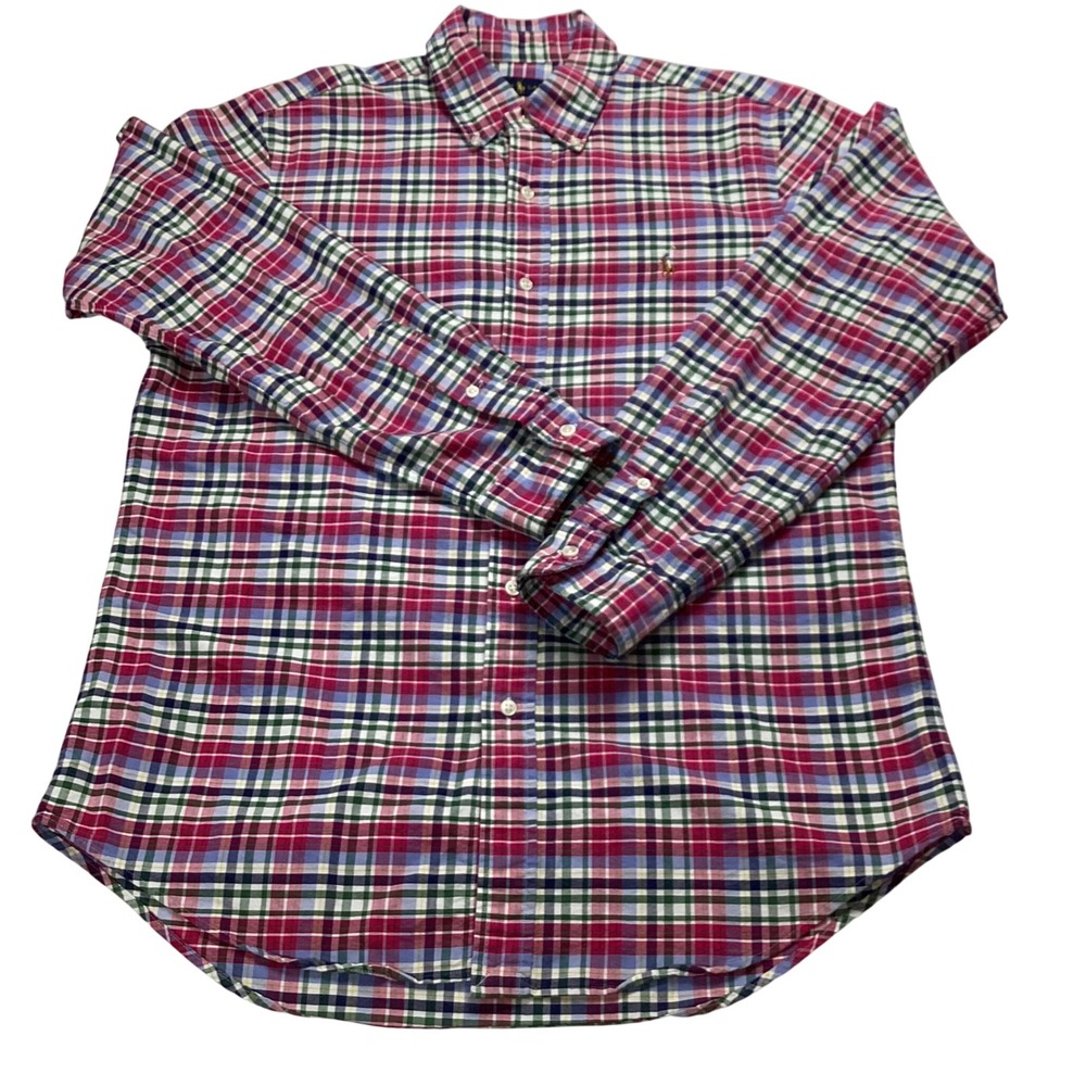 Ralph Lauren Mens Plaid Button Down Shirt Long Sleeve Classic Fit Size M